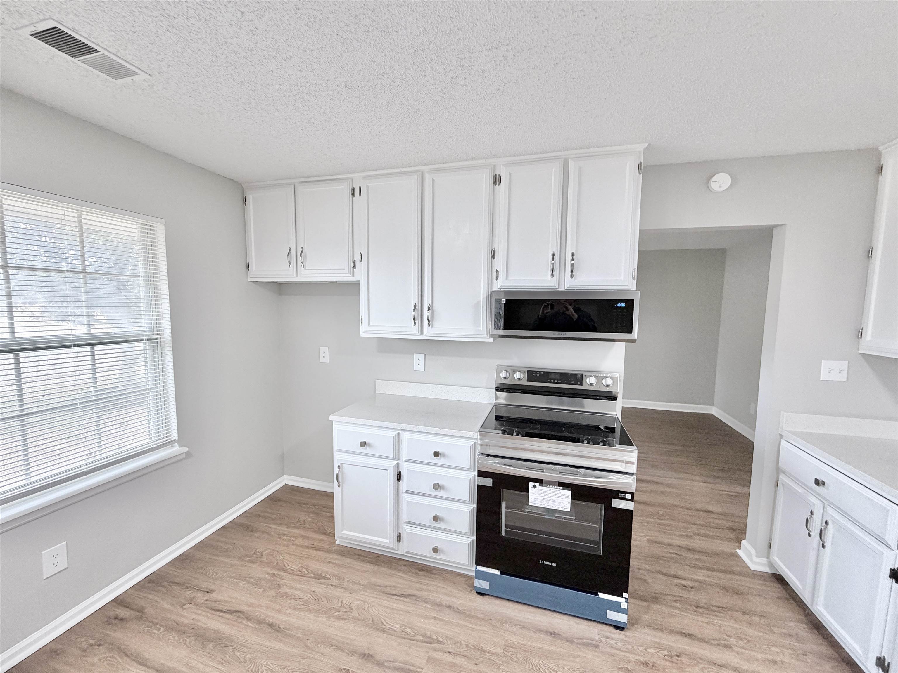 7830 Quito Road Millington, TN 38053 - Photo 3 of 26 a kitchen with granite countertop a stove a sink and a microwave