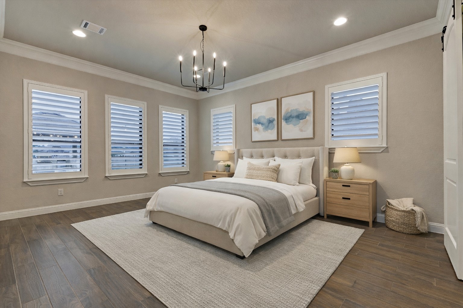 11618 Renaissance Drive Montgomery, TX 77356 - Photo 18 of 48 a spacious bedroom with a large bed and a chandelier