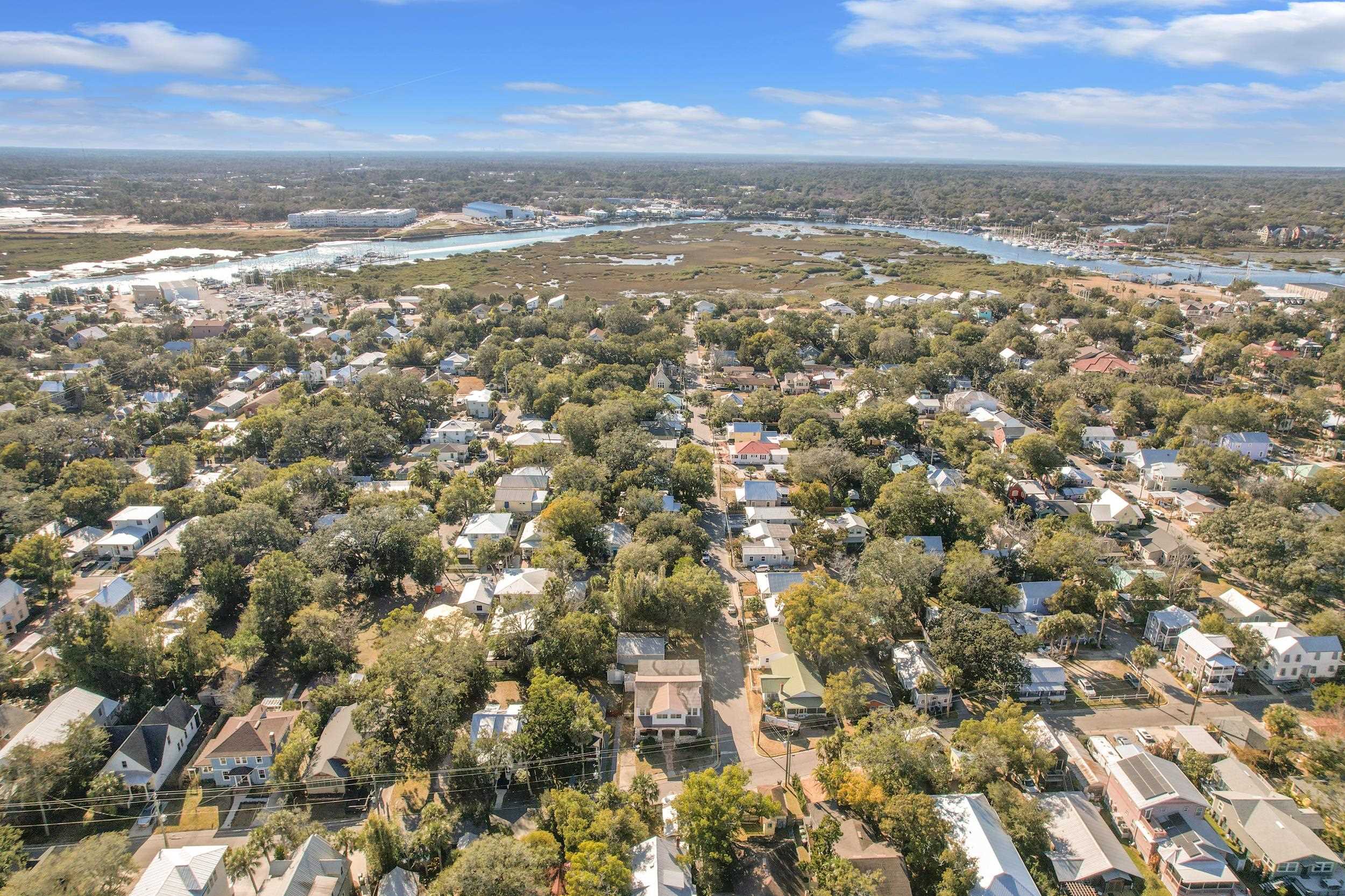 134 Washington Street St. Augustine, FL 32084 - Photo 41 of 41 Aerial view of residential area featuring a nearby body of water