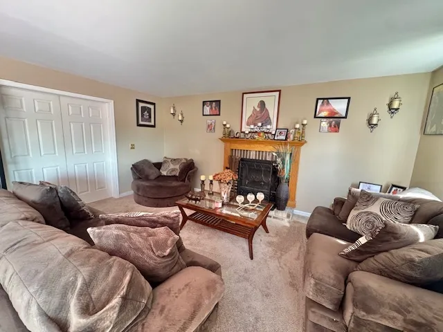 a living room with furniture and a couch