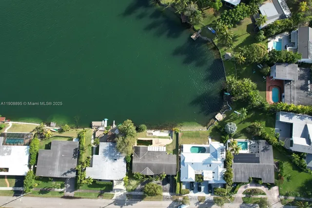 a view of a lake with houses