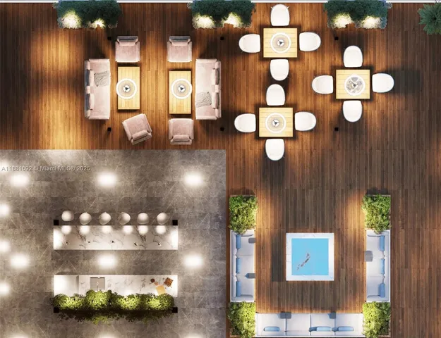 a view of a lobby with furniture and chandelier