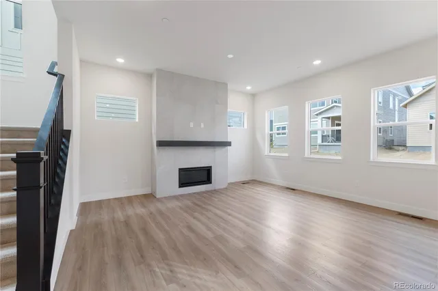 an empty room with windows