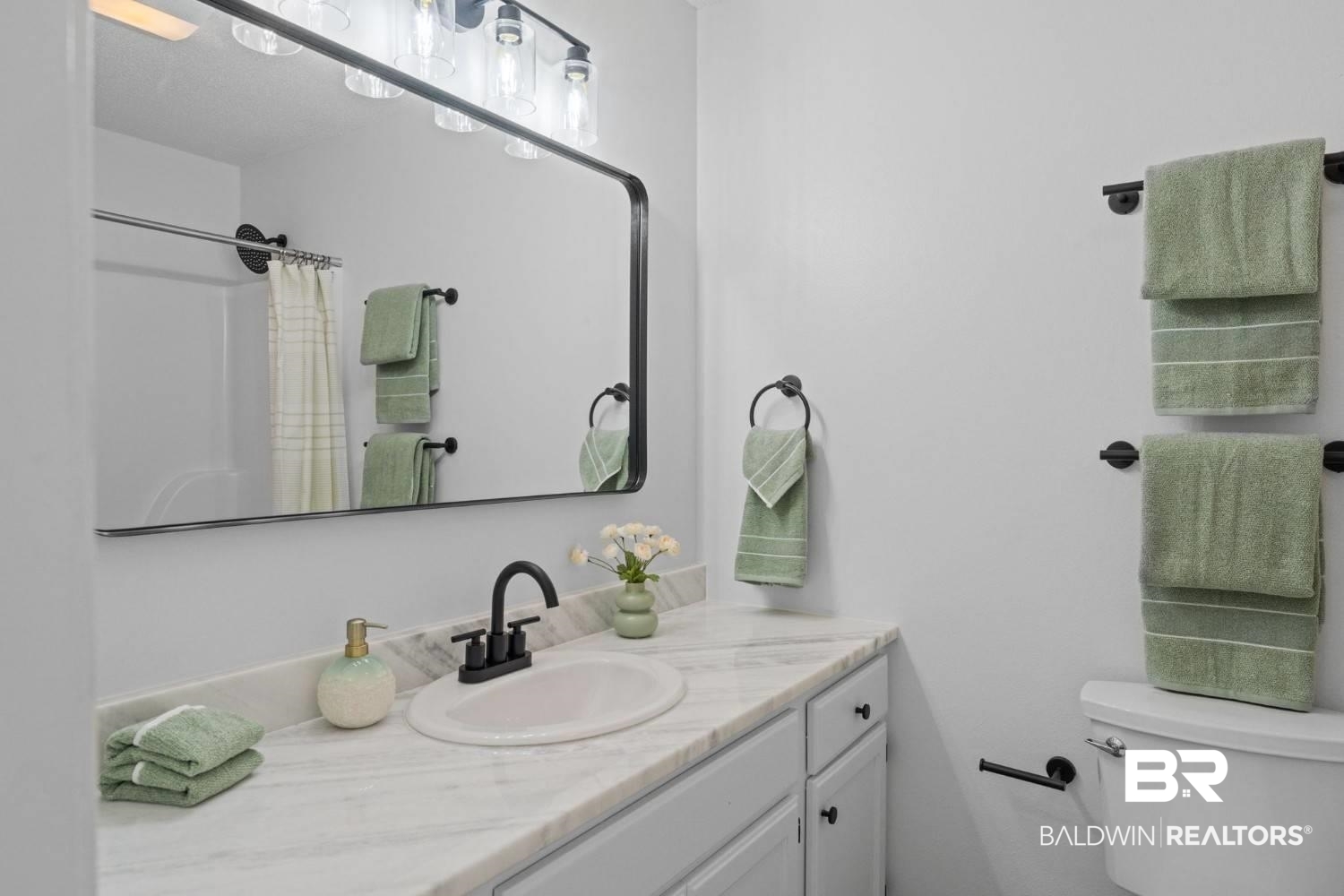 10251 Windmill Road Fairhope, AL 36532 - Photo 28 of 44 Full bathroom featuring vanity and a shower with shower curtain