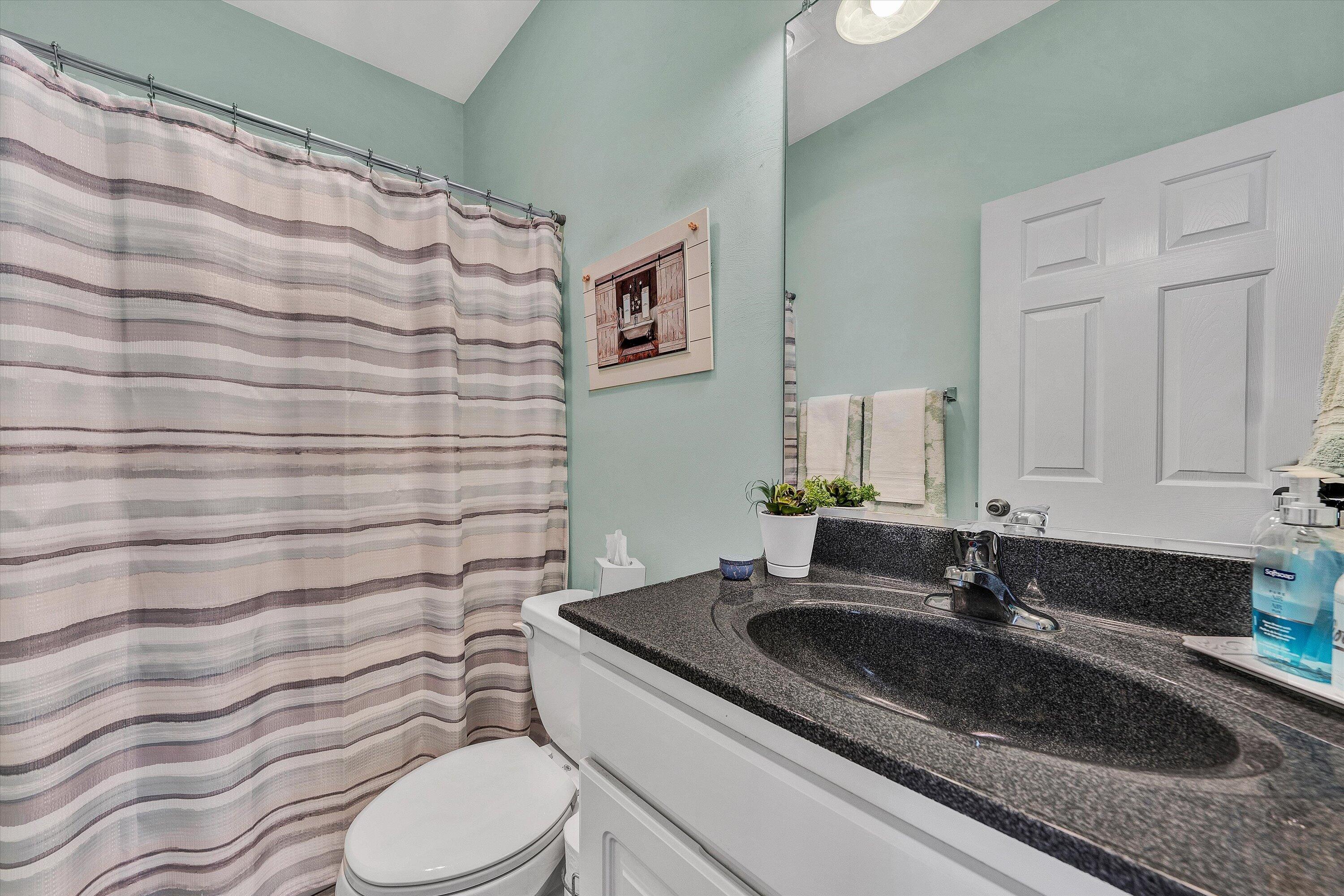 1615 Morewood Road Hardy, VA 24101 - Photo 17 of 46 a bathroom with a granite countertop sink and a toilet