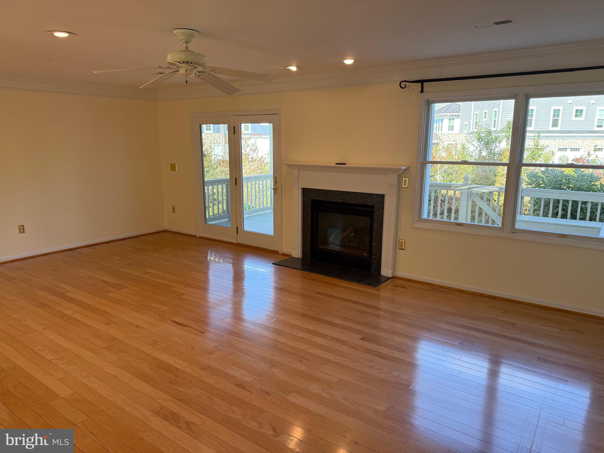 807 Auckland Way Chester, MD 21619 - Photo 12 of 42 an empty room with wooden floor fireplace and windows