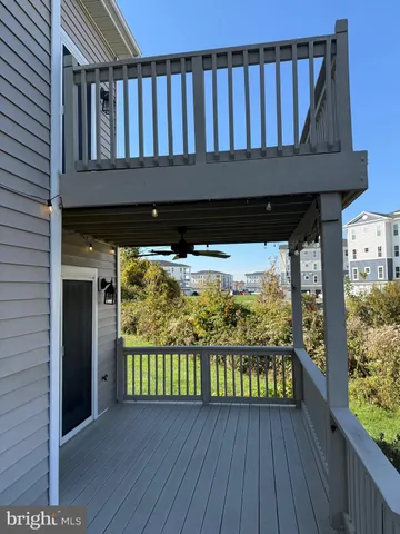 a view of wooden balcony
