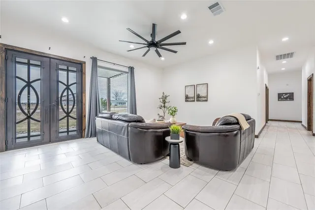 a living room with furniture