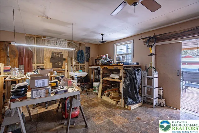 a view of a gym with wooden floor