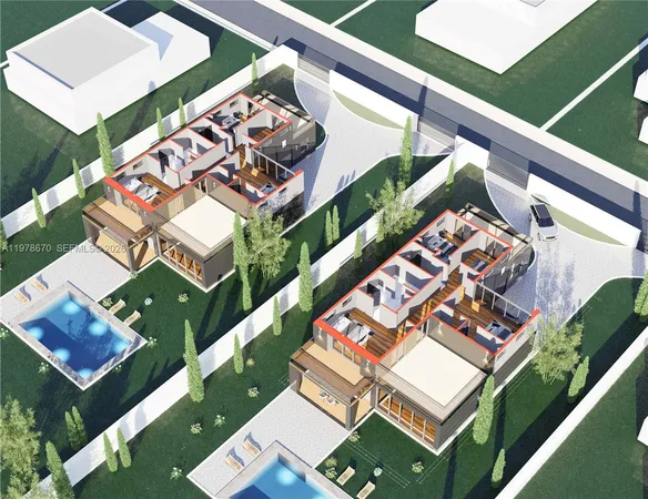 an aerial view of a house