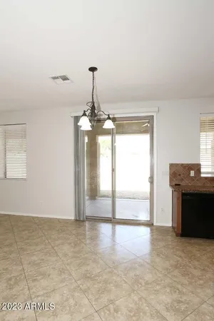 a view of a livingroom with a chandelier