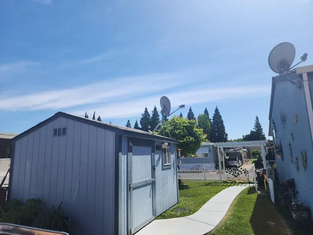 a view of a backyard with plants
