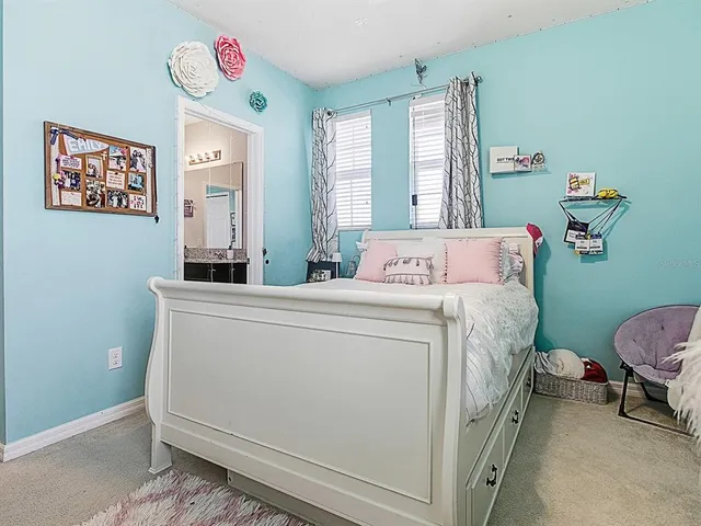 an aerial view of a swimming pool