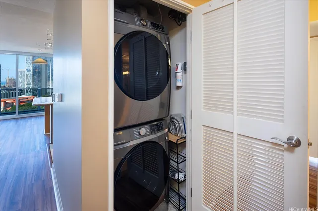 a utility room with dryer and washer