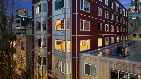 a front view of a multi story building