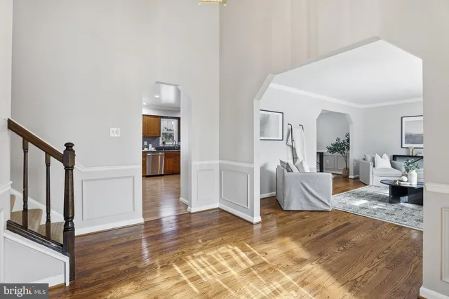 a view of a livingroom with furniture and wooden floor