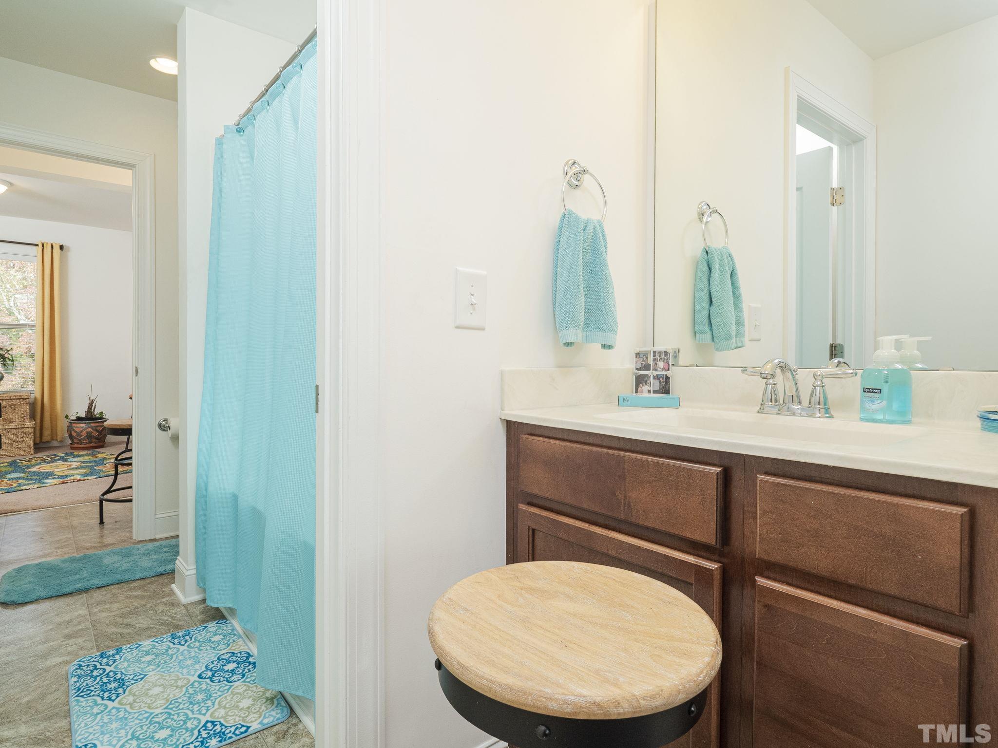 6812 Rising Sun Court Wake Forest, NC 27587 - Photo 22 of 29 a bathroom with a toilet a sink and a mirror