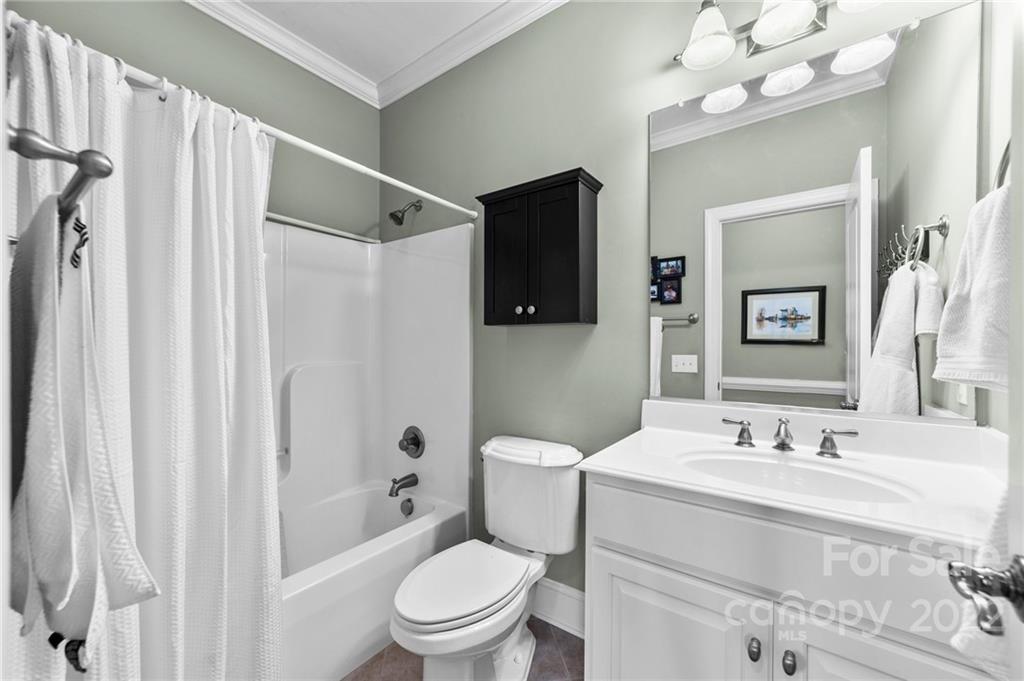 356 Greenhill Road Mocksville, NC 27028 - Photo 42 of 46 a bathroom with a sink a toilet a mirror a vanity and shower