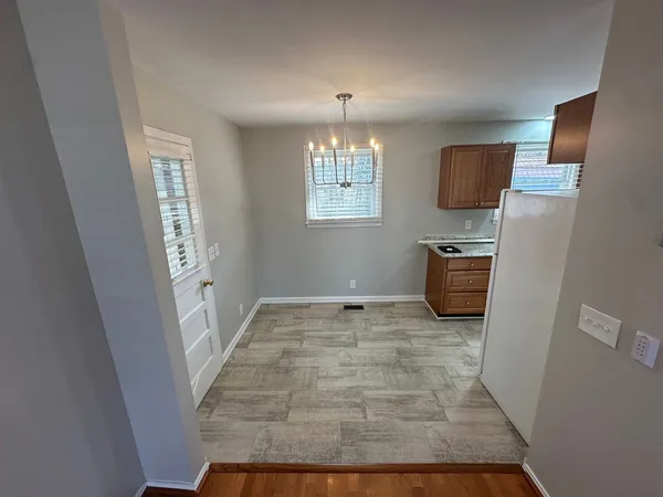 a view of kitchen with windows
