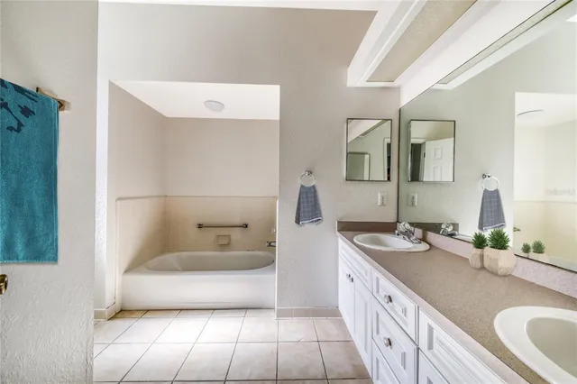 a bathroom with a tub a sink and a shower