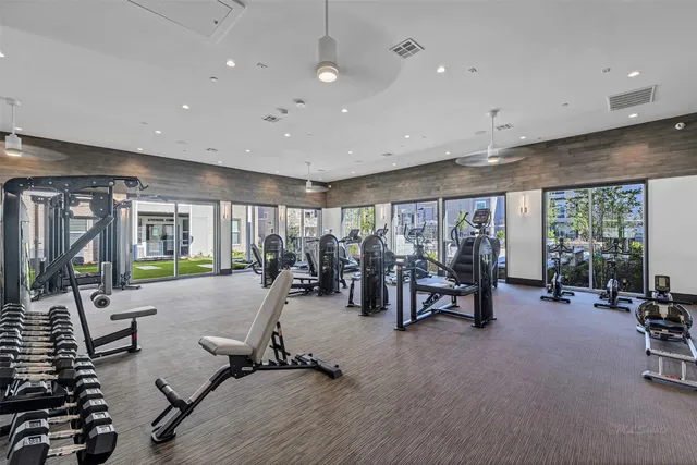 a view of a room with gym equipment
