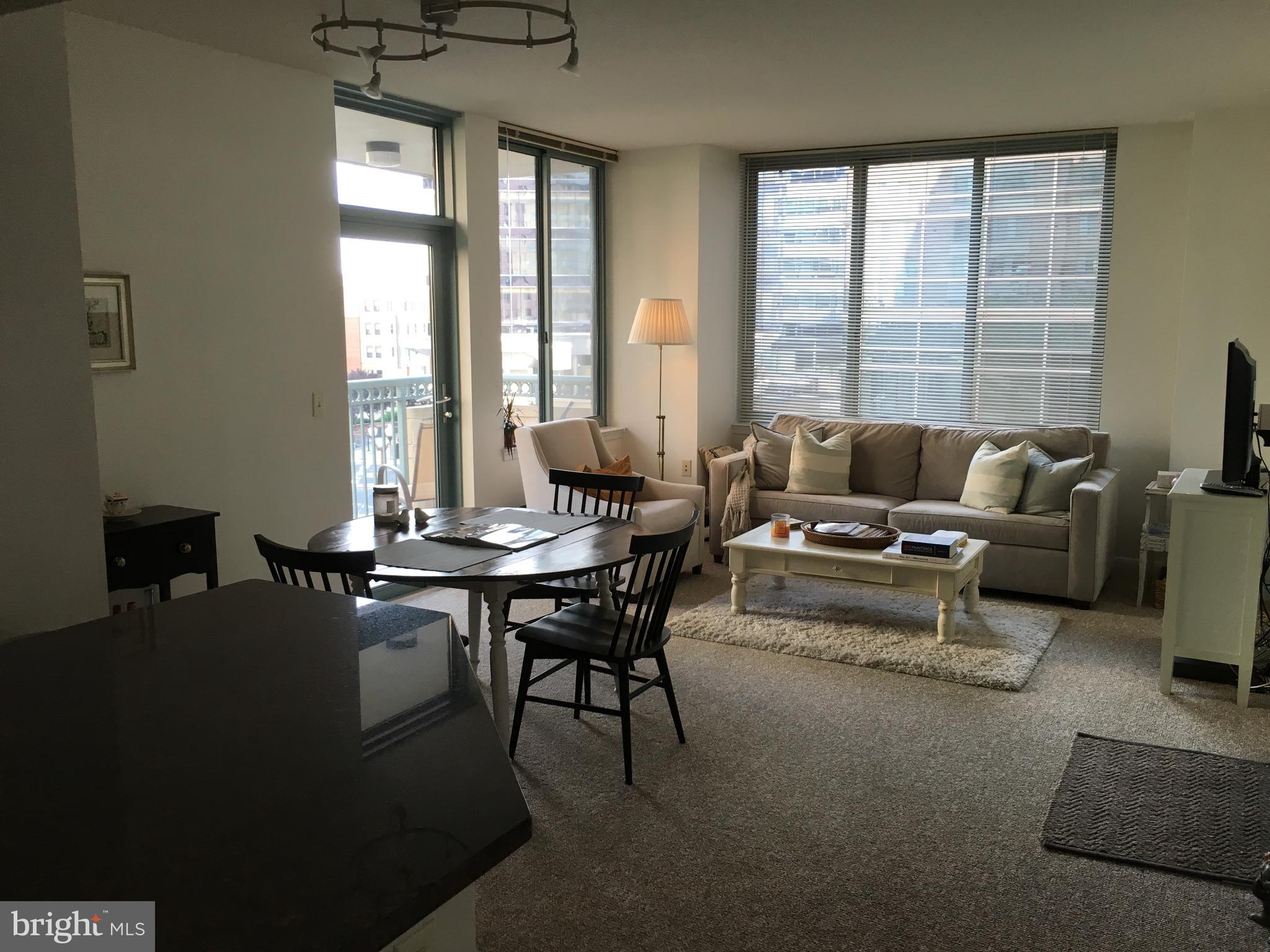 851 North Glebe Road, Unit 419 Arlington, VA 22203 - Photo 7 of 19 a living room with furniture and floor to ceiling windows