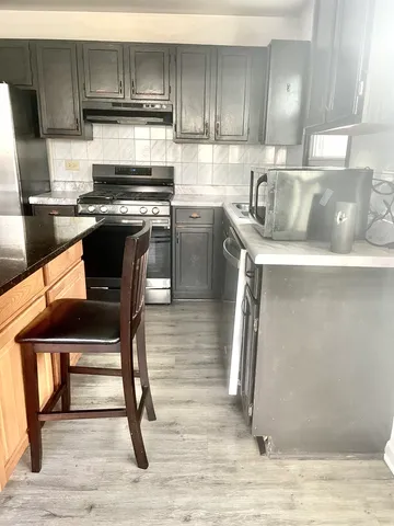 a bathroom with a bathtub