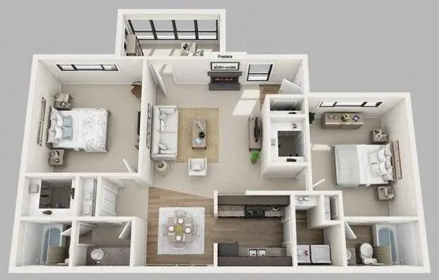 a view of a brick house with a big yard and large trees