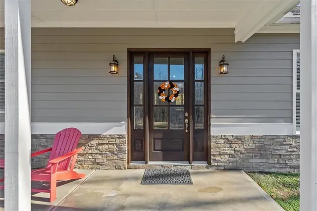 a outdoor space view with a glass door