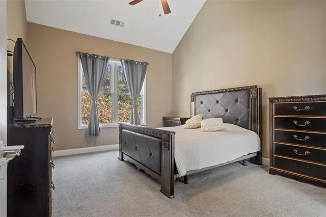 a bed room with a bed and a television