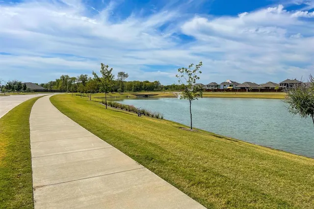 a view of a lake with a outdoor space