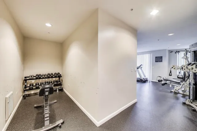 a view of a room with gym equipment