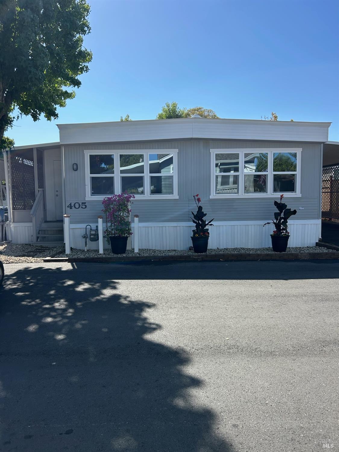 front view of a house with a outdoor space