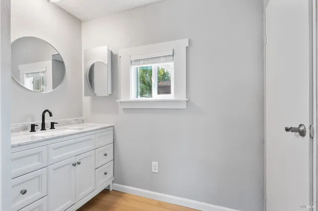 an empty room with windows