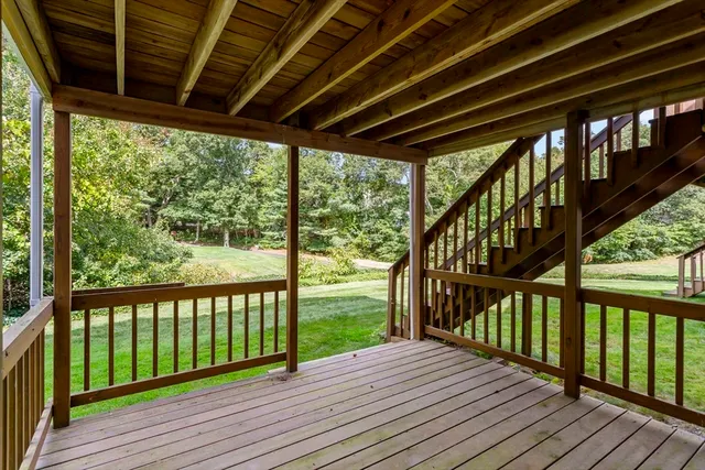 a view of wooden deck with wooden floor