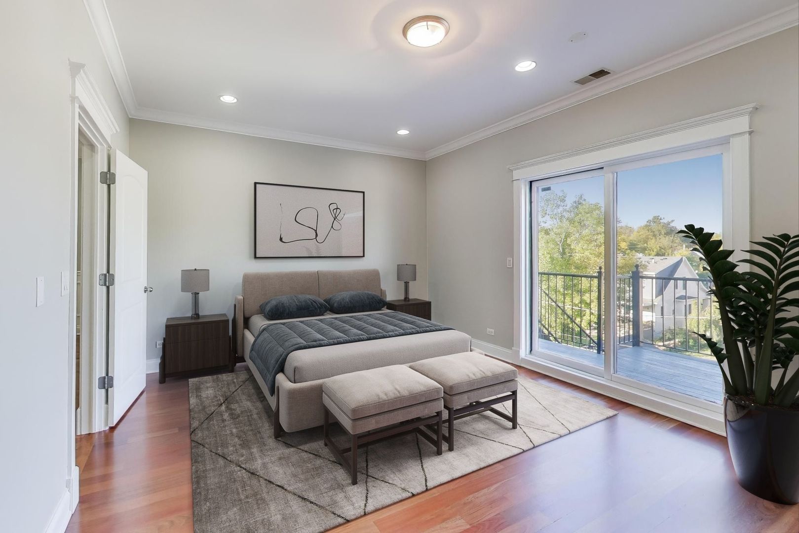 5058 North Kimball Avenue, Unit 4 Chicago, IL 60625 - Photo 11 of 26 a living room with furniture and a large window with wooden floor