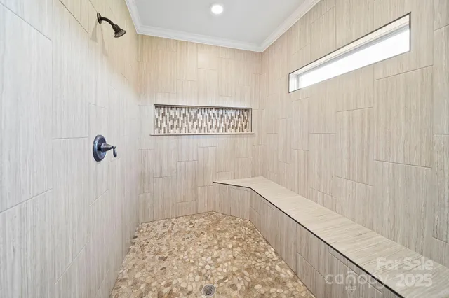 a bathroom with a shower