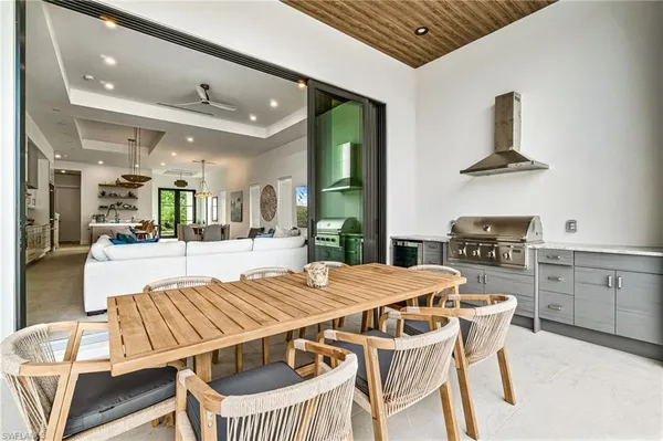 a outdoor living space with furniture and garden view