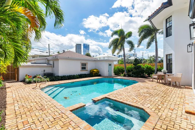 a view of a backyard with a garden