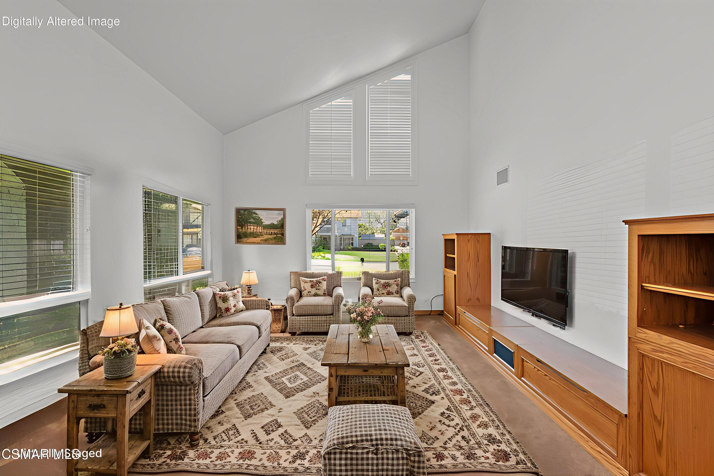 6435 Hazel Circle Simi Valley, CA 93063 - Photo 6 of 55 a living room with furniture floor to ceiling window hardwood floor and a flat screen tv