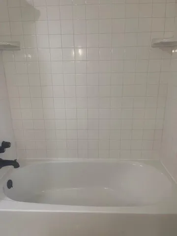 a bathroom with a shower and a bathtub
