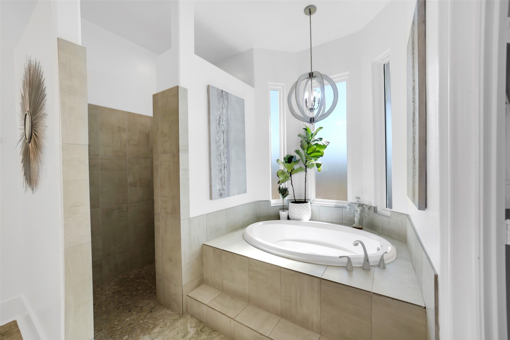 3103 Brundrett Road Wallis, TX 77485 - Photo 24 of 50 Spa-like primary bath featuring a soaking tub and walk-in shower.