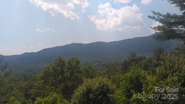 a view of a house with a mountain in the background
