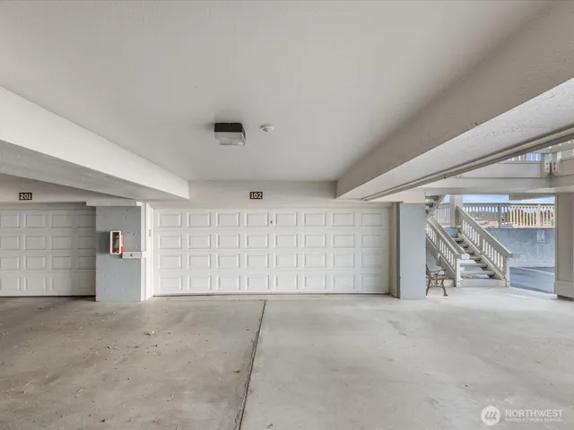 a view of a street sign under an umbrella