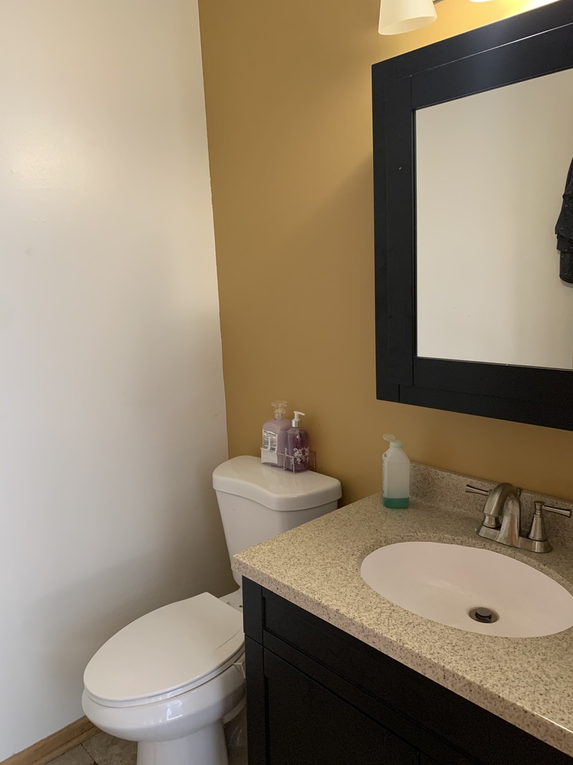3815 River Road Hazel Crest, IL 60429 - Photo 19 of 25 a bathroom with a toilet a sink and mirror