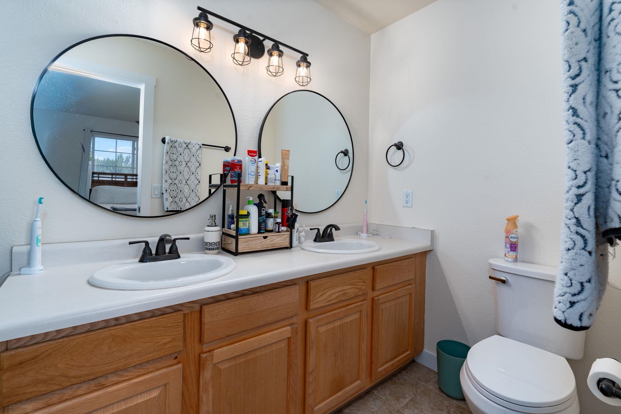 1300 Powell Street Fruita, CO 81521 - Photo 17 of 25 a bathroom with a toilet a sink and a mirror