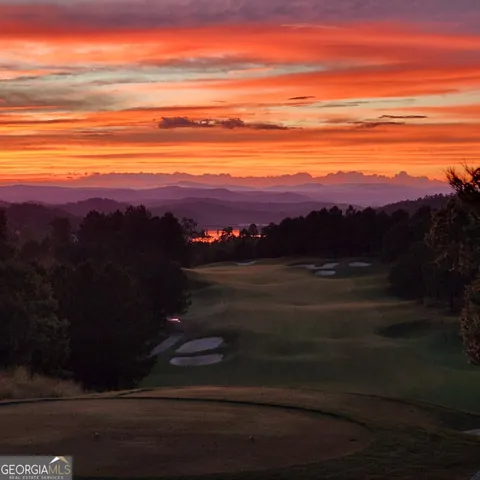 a view of a field with an ocean