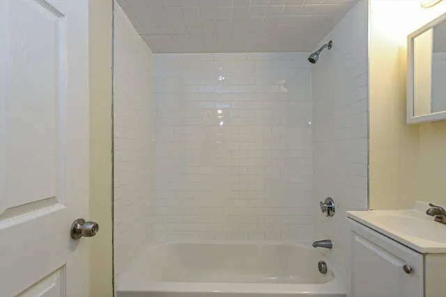 a bathroom with a bathtub