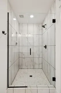 a bathroom with a shower