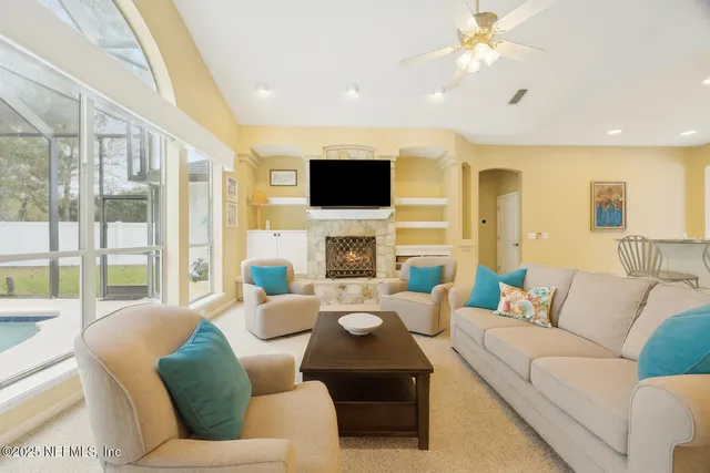 a backyard of a house with lots of green space